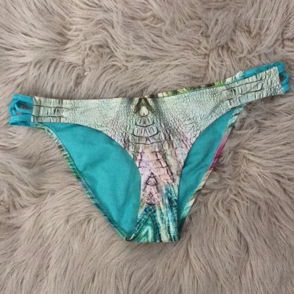 ❤️3X20 CORAL Women Snake Front Print Strap Sides Swim Bikini Bottom | XL